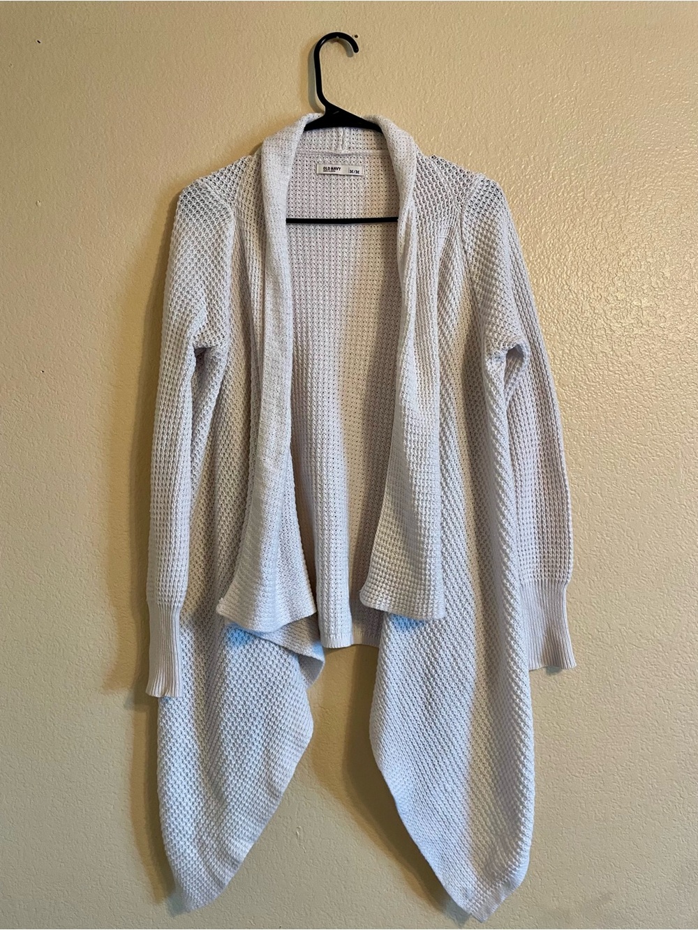 Old Navy White Waffle-Knit Open Cardigan